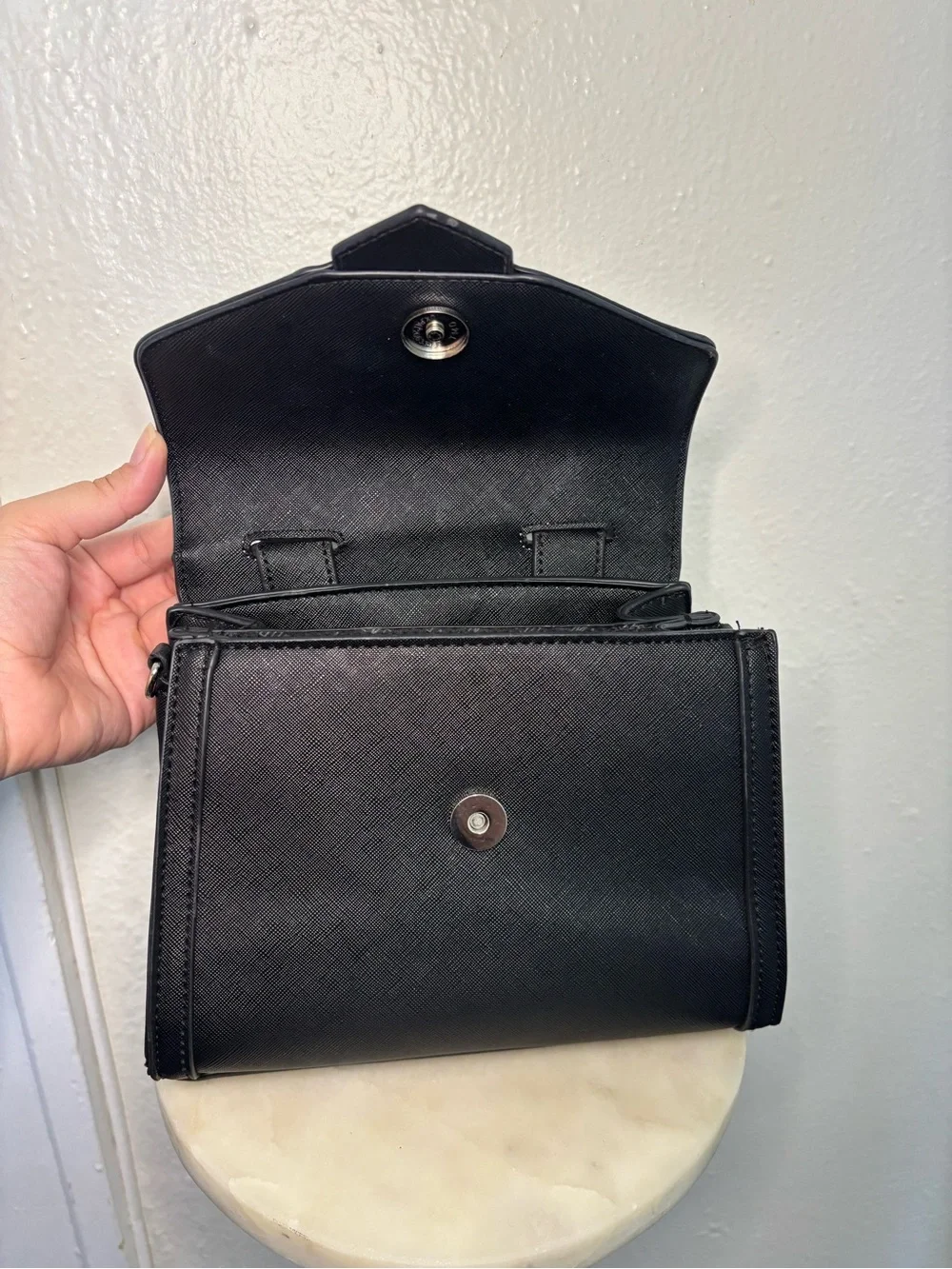 Steve Madden Black and White Two-Tone Top-Handle Satchel